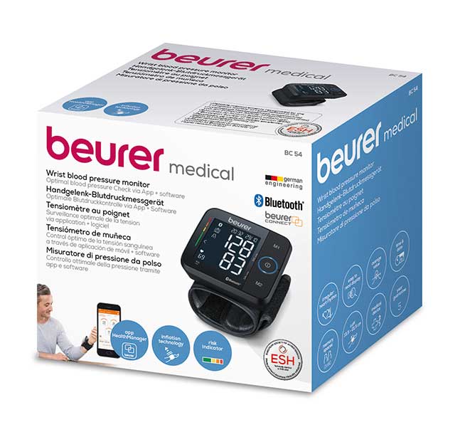 Bluetooth® wrist blood pressure monitor BC 54
